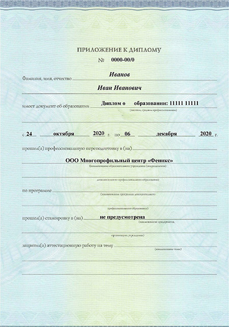  Приложение к диплому